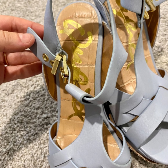 Qupid Soft Blue Wedge Sandals heels - Picture 6 of 8